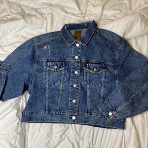 Gap Cropped Distressed Denim Jacket